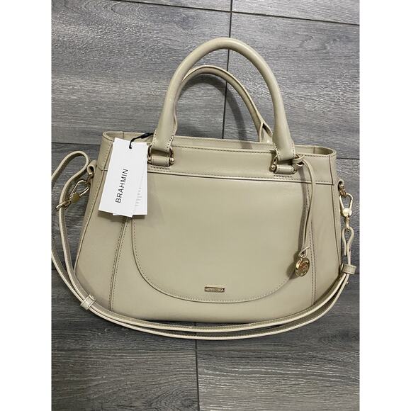 NWT Brahmin Raelynn Satchel Sand Leather Beige gray bag B000507 - Picture 4 of 10